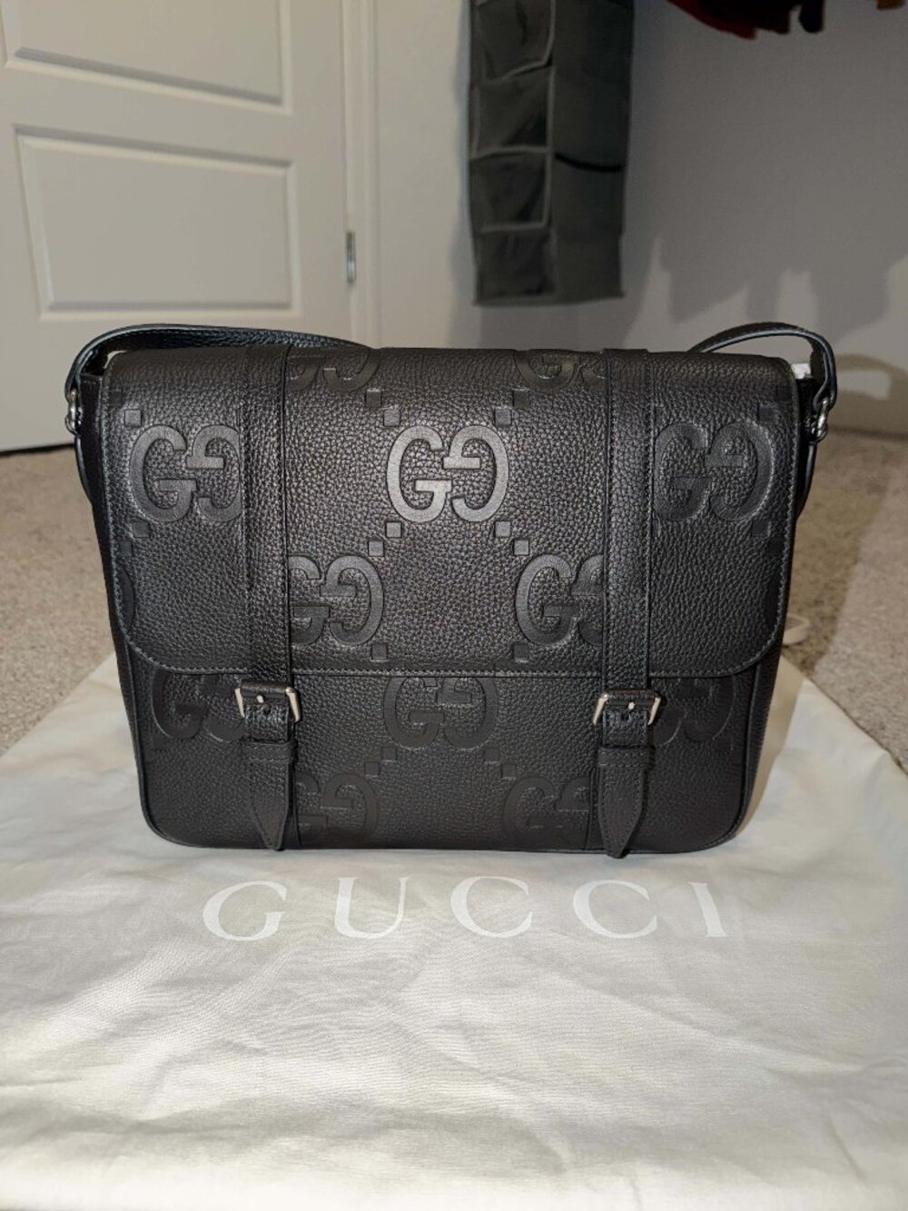 GUCCI Medium Jumbo GG Foldover Top Messenger Bag (Pre-Loved Excellent Condition)